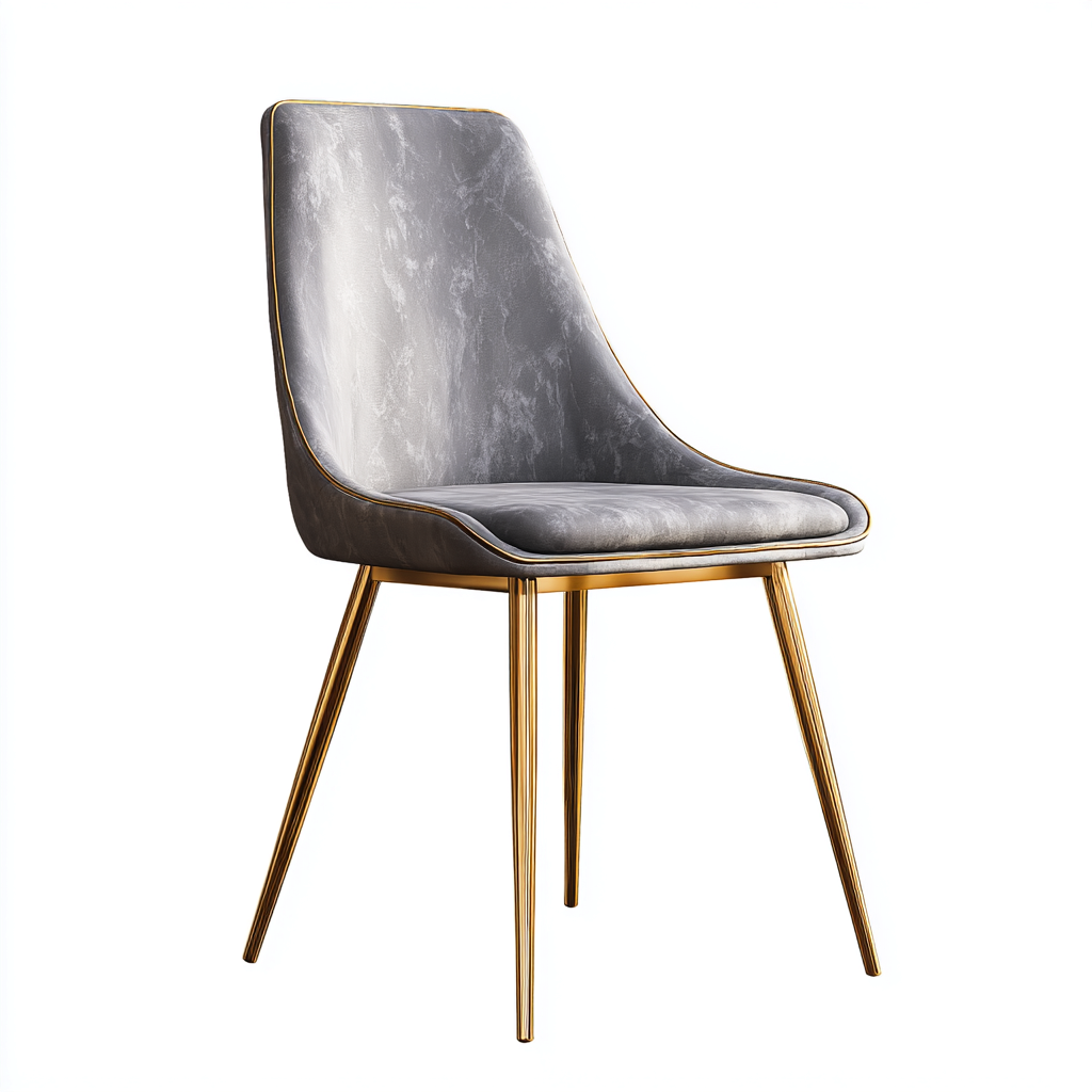 Sedia da pranzo in similpelle 48x55x85 cm - grigio-oro - design moderno-Abodeosa