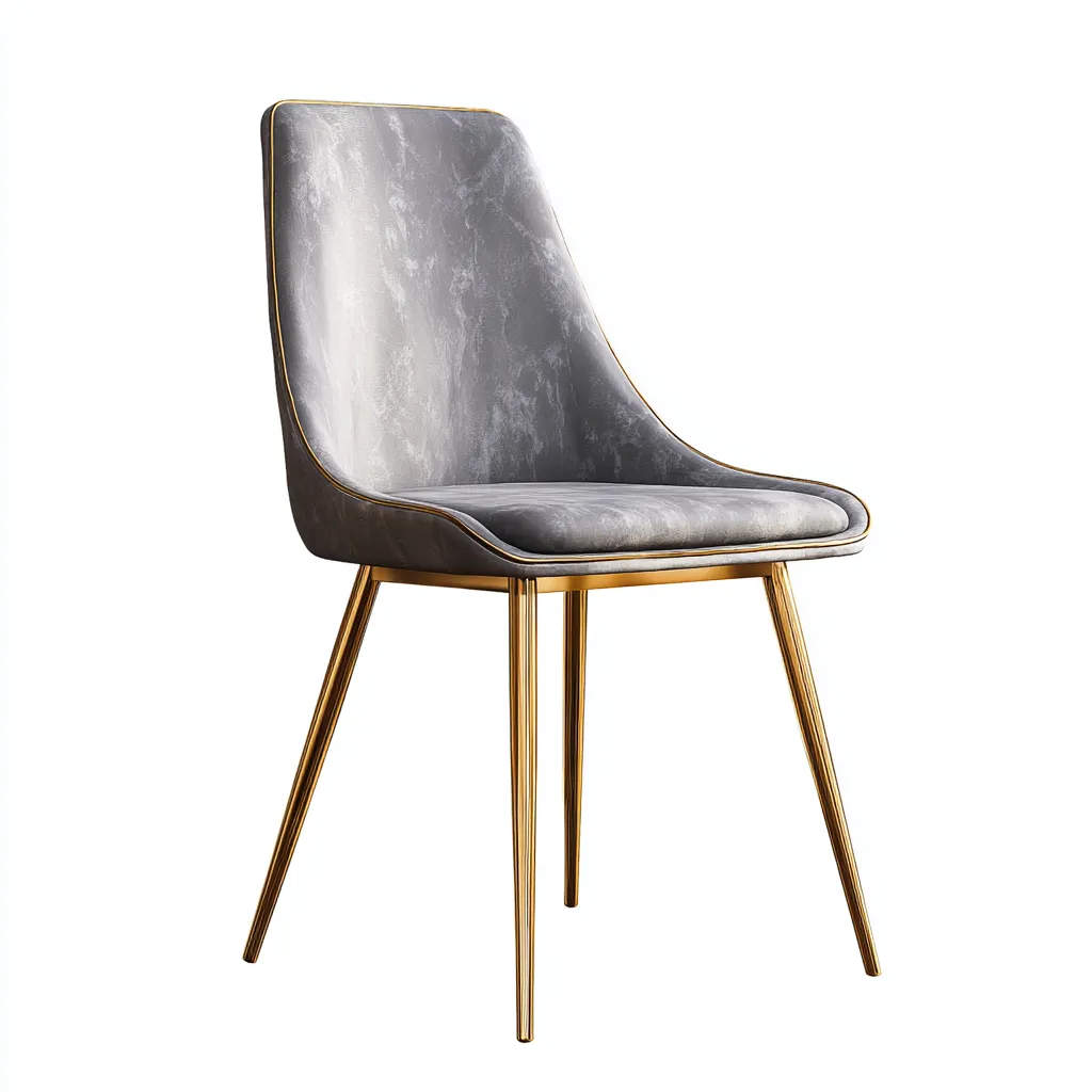 Sedia da pranzo in similpelle 48x55x85 cm - grigio-oro - design moderno-Abodeosa