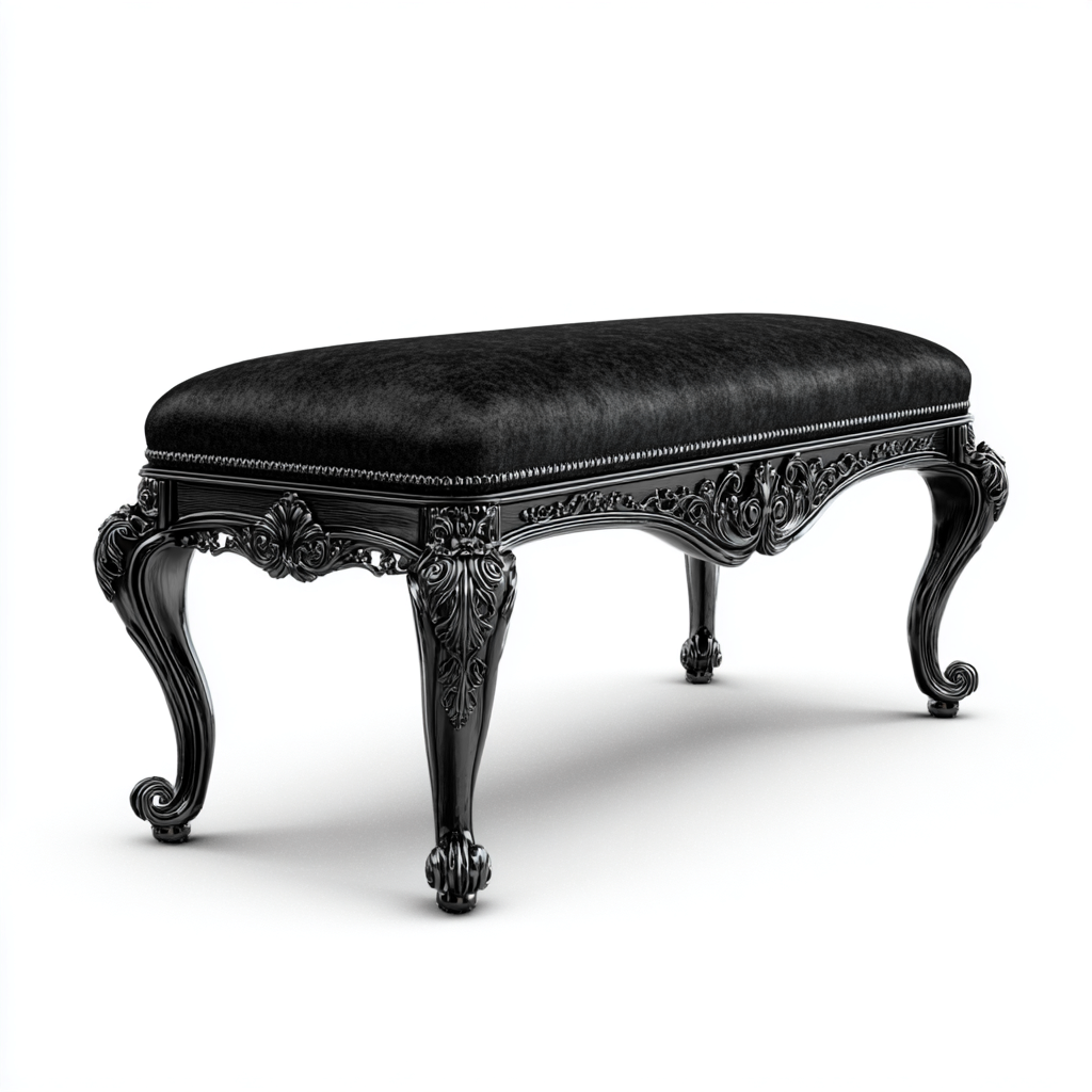 Panca per letto in metallo intagliato 110x40x55 cm - nero - stile barocco-Abodeosa