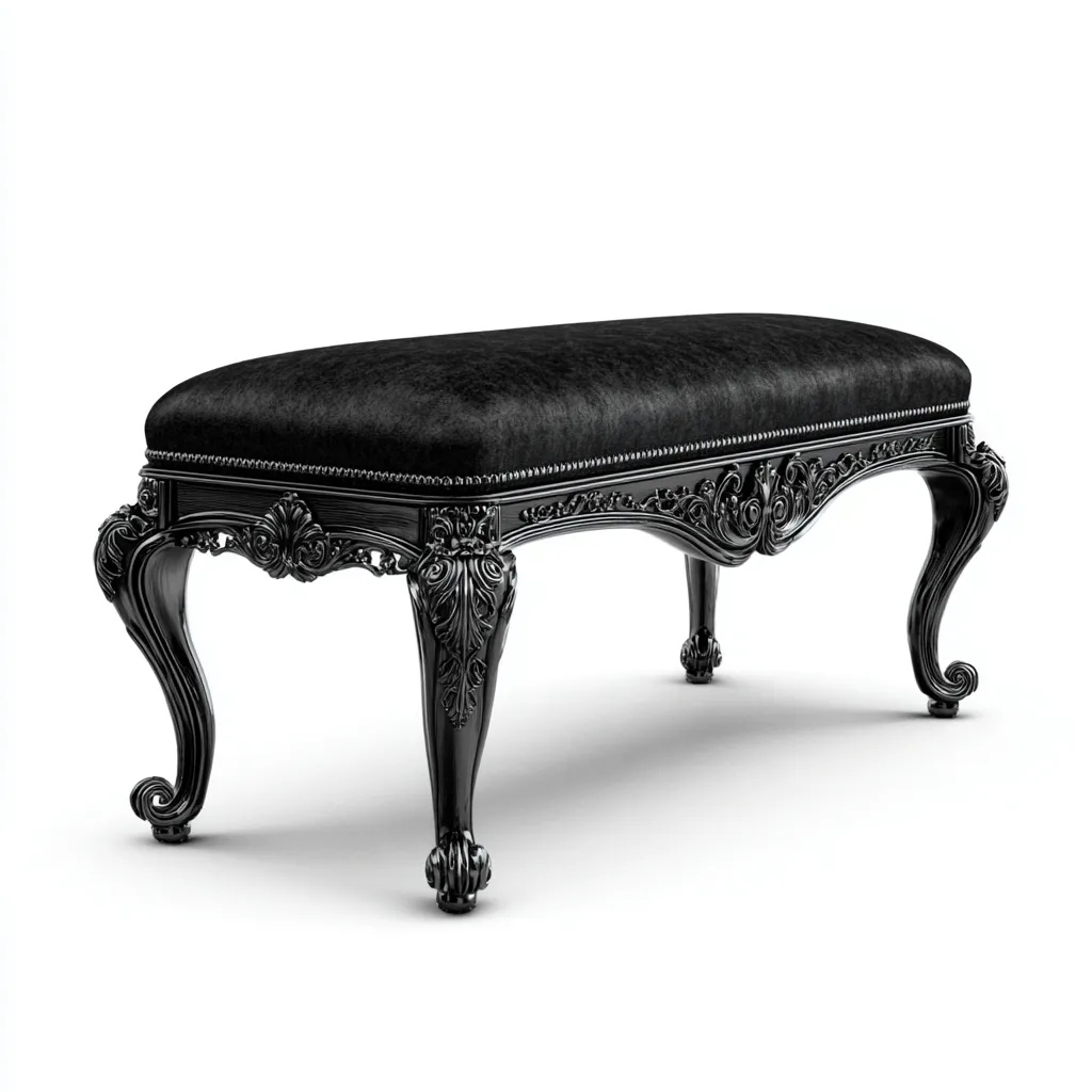 Panca per letto in metallo intagliato 110x40x55 cm - nero - stile barocco-Abodeosa