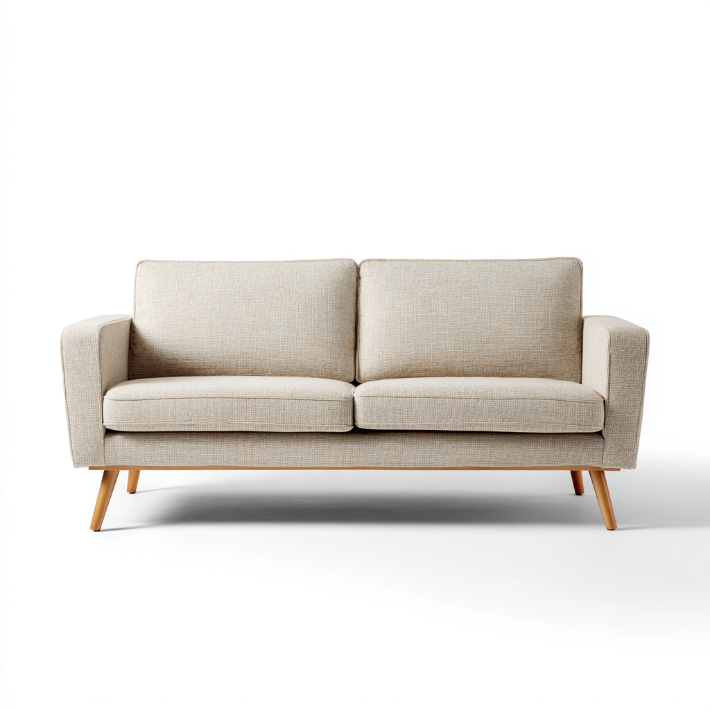 Divano lineare in tessuto 178x80x84 cm - beige chiaro - stile moderno - adatto al soggiorno-Abodeosa