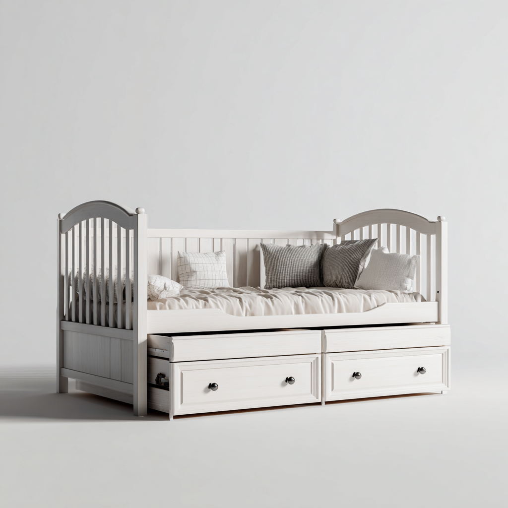 Divano letto Legno 210x100x110 cm Bianco Design classico-Abodeosa