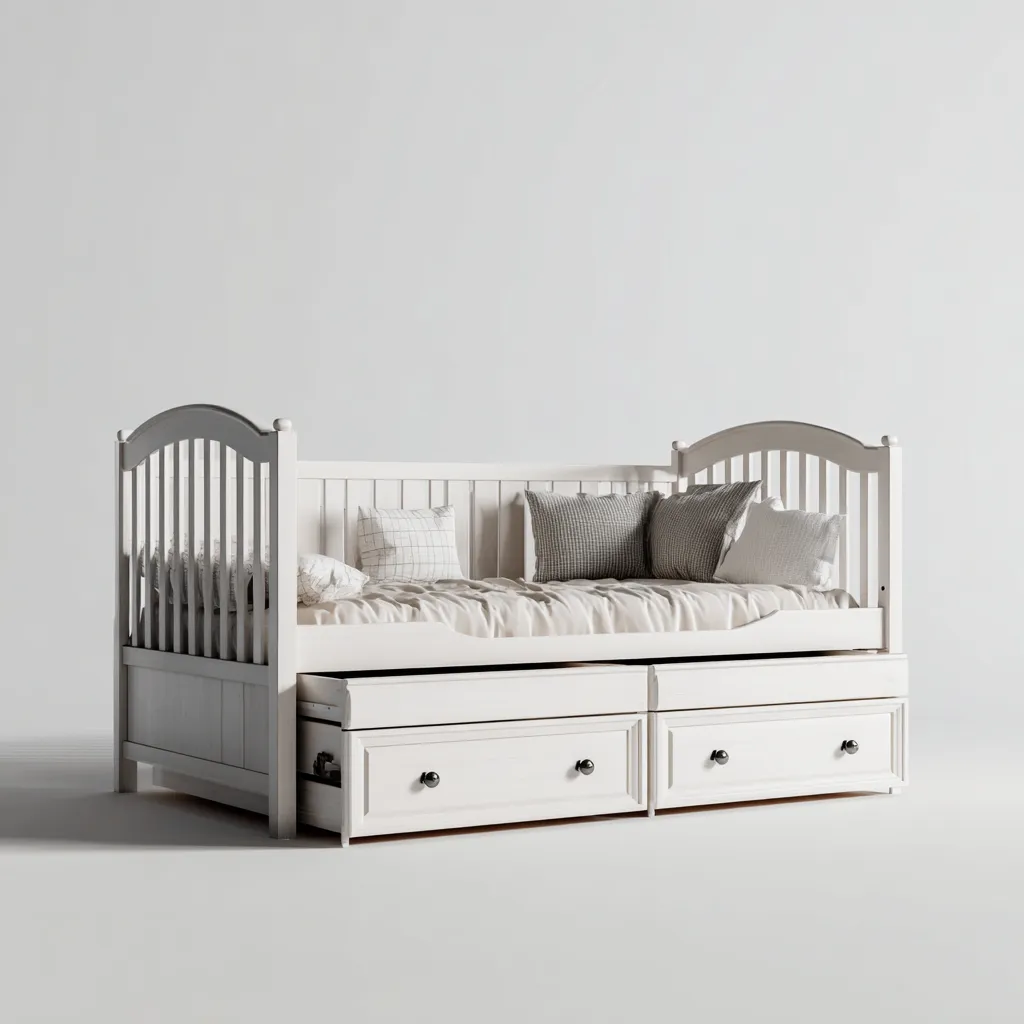 Divano letto Legno 210x100x110 cm Bianco Design classico-Abodeosa