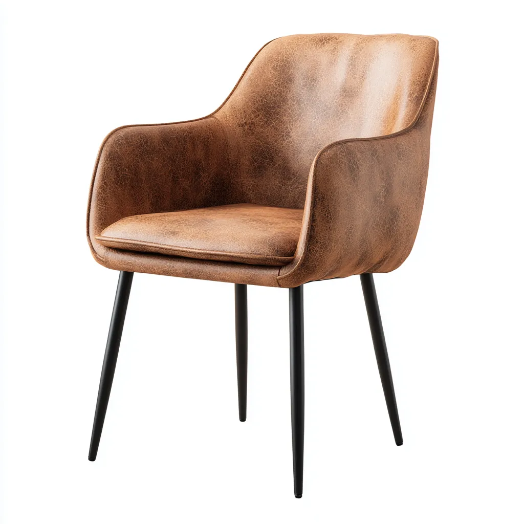 Sedia da pranzo similpelle-metallo 58x52x88 cm - marrone-nero - design moderno-Abodeosa