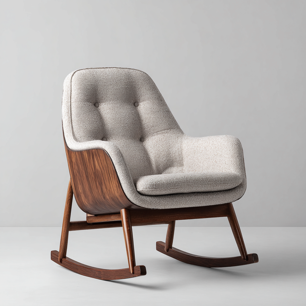 Sedia a dondolo tessuto 78x82x95 cm beige stile moderno-Abodeosa