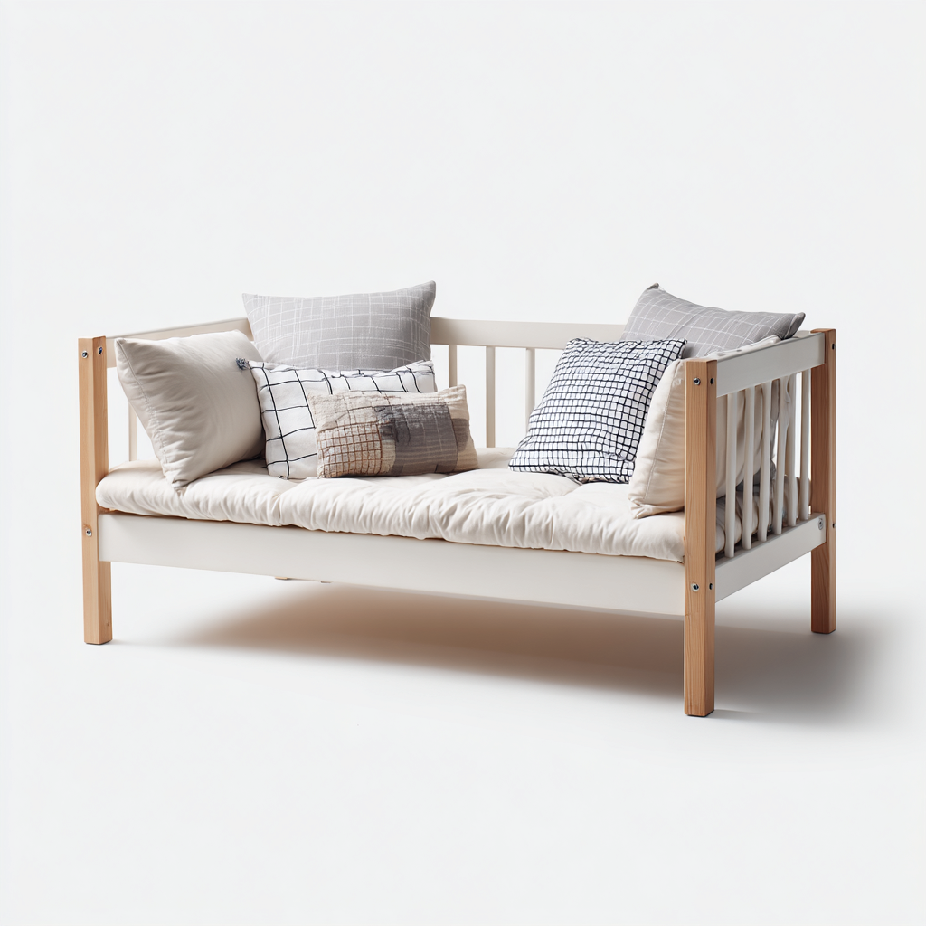 Divano letto legno 208x95x87 cm bianco per soggiorno design semplice-Abodeosa