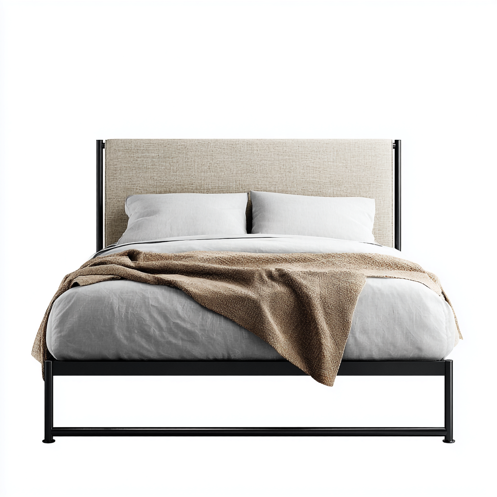 Letto matrimoniale struttura in metallo 215x165x118 cm beige per camera da letto design moderno-Abodeosa