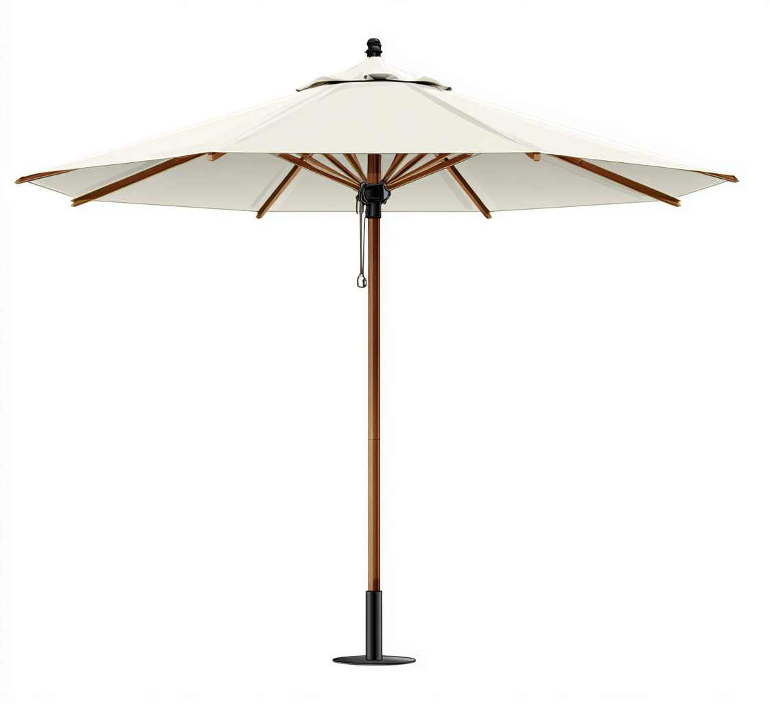 Ombrelloni da giardino in poliestere e legno 270x270x240 cm - crema - design moderno-Abodeosa