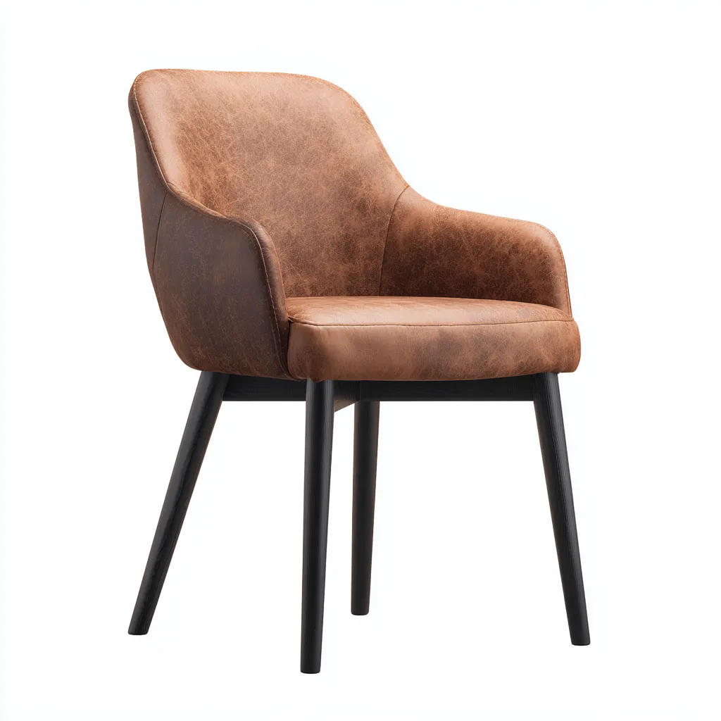 Sedia da pranzo - pelle sintetica-legno - 58x60x82 cm - marrone-nero - sala da pranzo - design moderno-Abodeosa