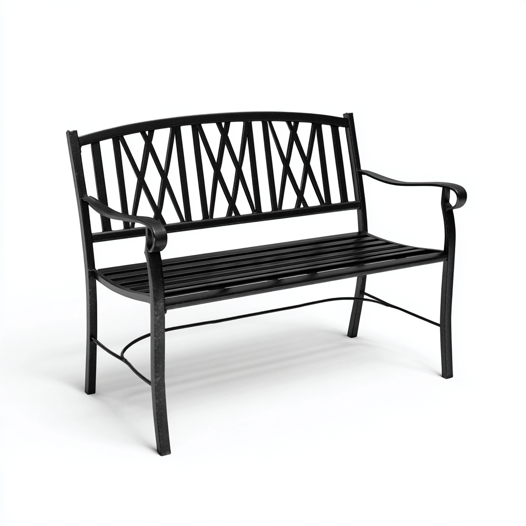 Panche da giardino metallo 132x60x89 cm nero per esterno design classico-Abodeosa