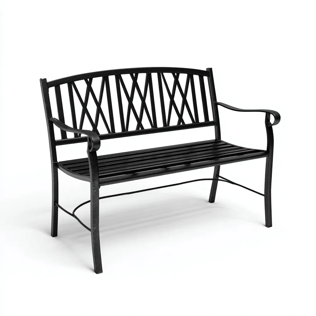 Panche da giardino metallo 132x60x89 cm nero per esterno design classico-Abodeosa