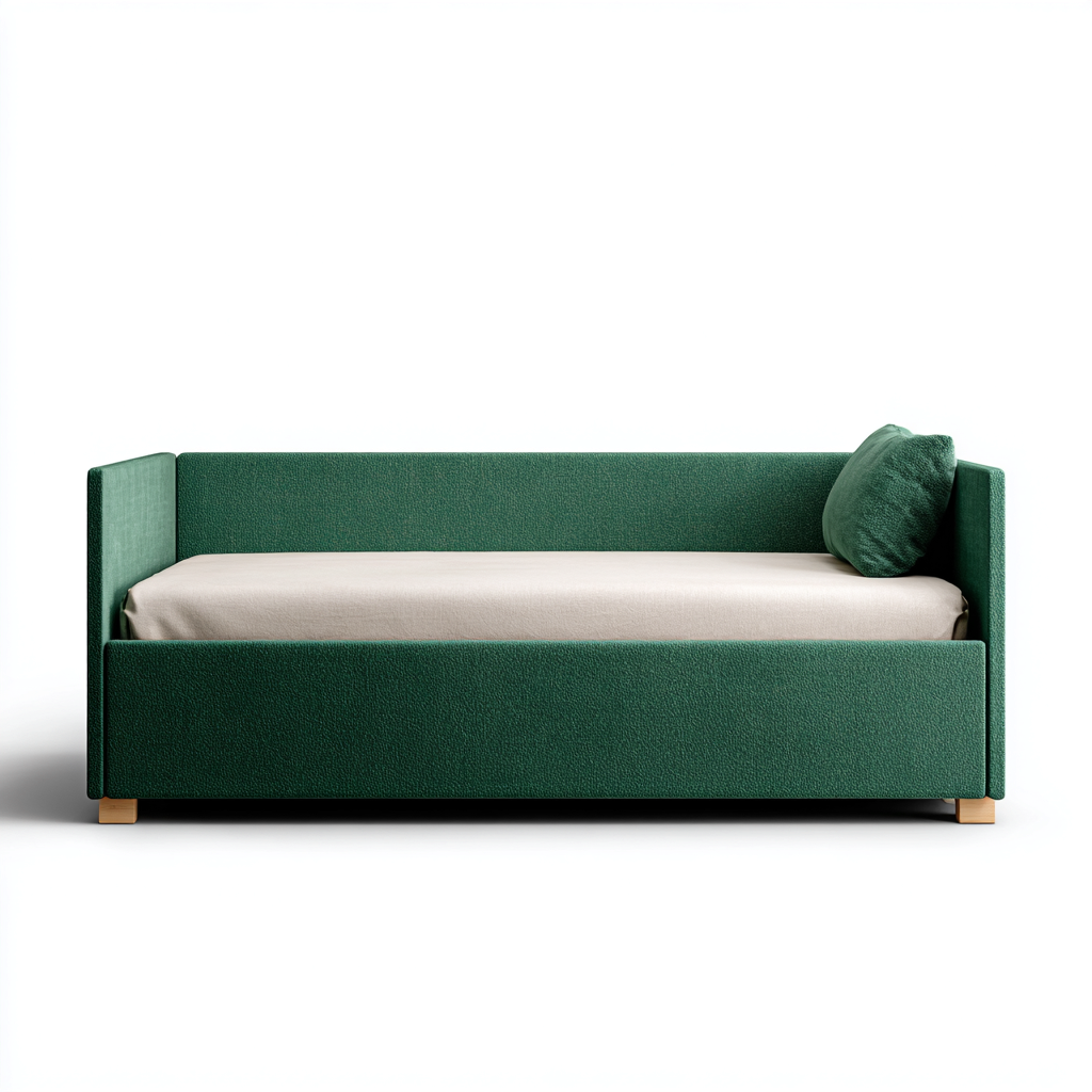 Divano letto imbottito 205x95x83 cm - verde - design moderno con pannelli laterali-Abodeosa