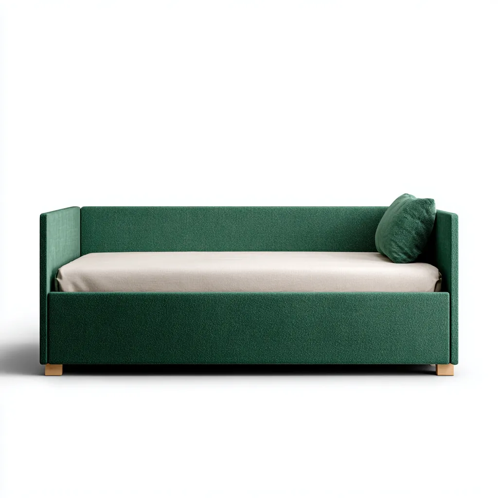 Divano letto imbottito 205x95x83 cm - verde - design moderno con pannelli laterali-Abodeosa