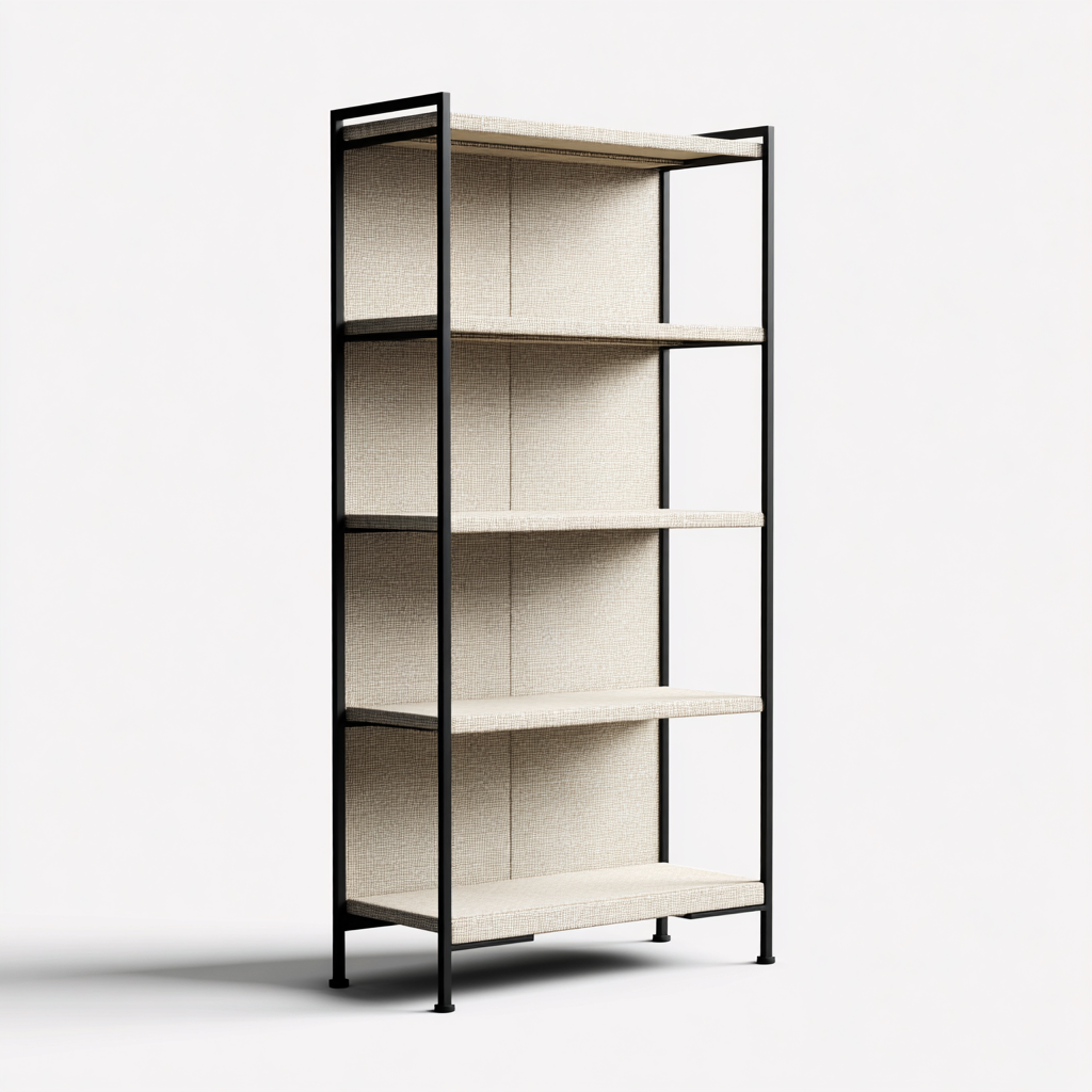 Libreria legno-metallo 85x32x165 cm - beige-nero - stile moderno-Abodeosa