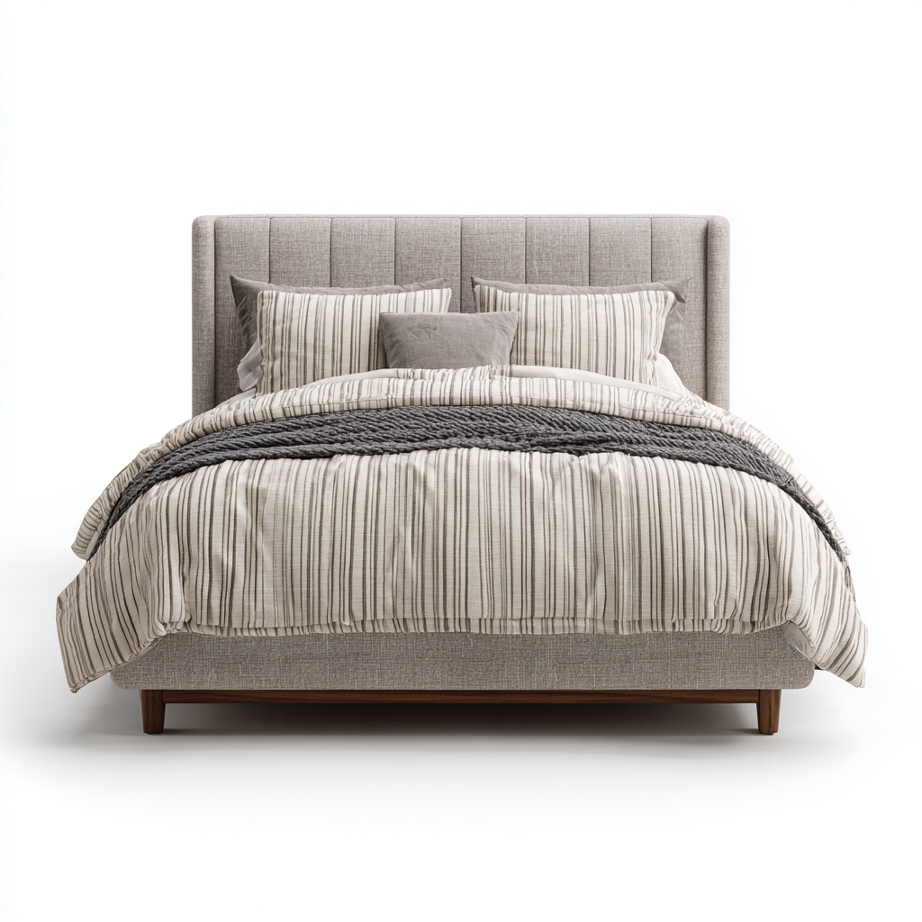 Letto matrimoniale imbottito 200x160x105 cm - grigio - design moderno-Abodeosa