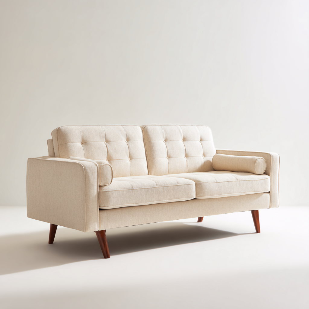 Divano lineare tessuto 185x90x88 cm beige stile moderno-Abodeosa