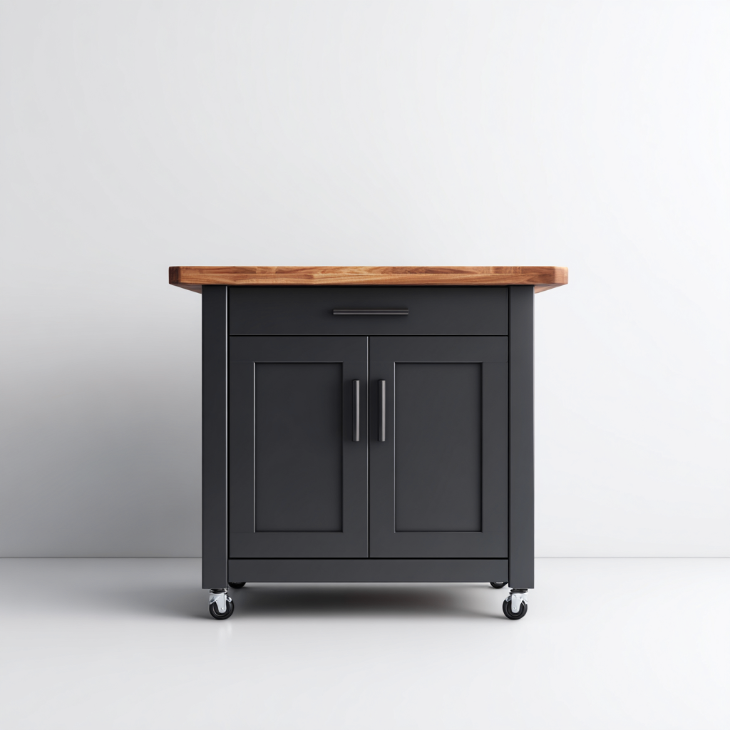 Isola da cucina - legno-metallo - 100x55x90 cm - nero-naturale - uso cucina - design moderno-Abodeosa