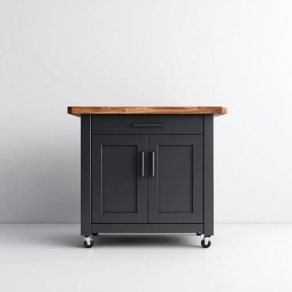 Isola da cucina - legno-metallo - 100x55x90 cm - nero-naturale - uso cucina - design moderno-Abodeosa