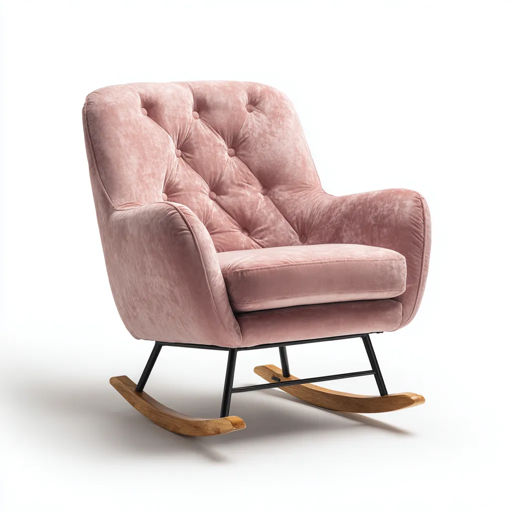 Sedia a dondolo in velluto 78x85x102 cm - rosa - stile moderno - adatta al soggiorno-Abodeosa