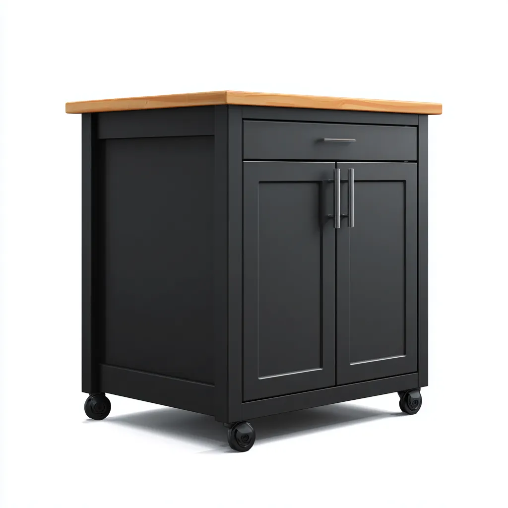 Isola da cucina legno-metallo 75x50x90 cm nero-naturale - design funzionale-Abodeosa