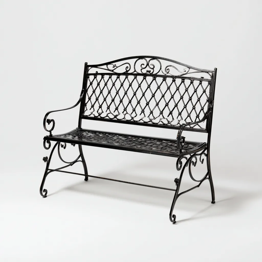 Panche da giardino metallo 125x60x95 cm nero per esterni design decorativo-Abodeosa
