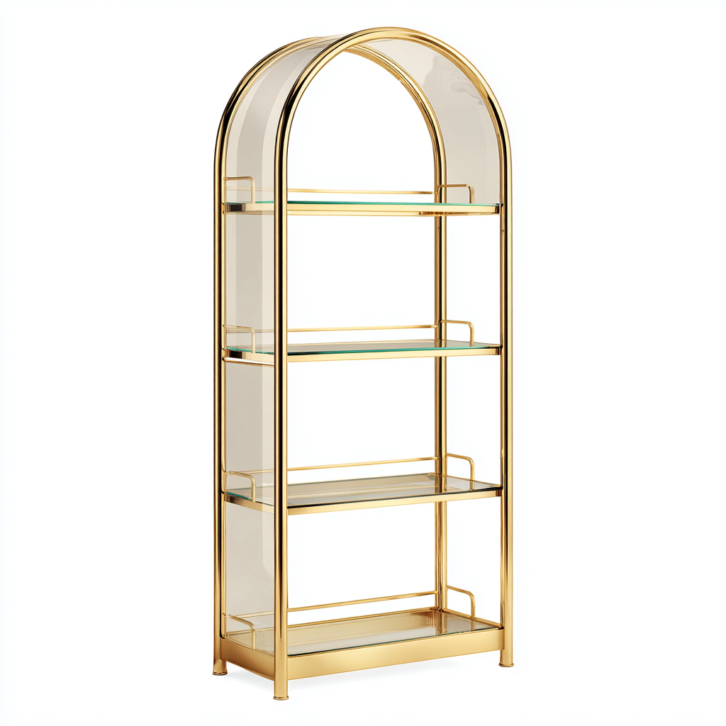 Libreria metallo-vetro 80x35x180 cm oro - design moderno-Abodeosa