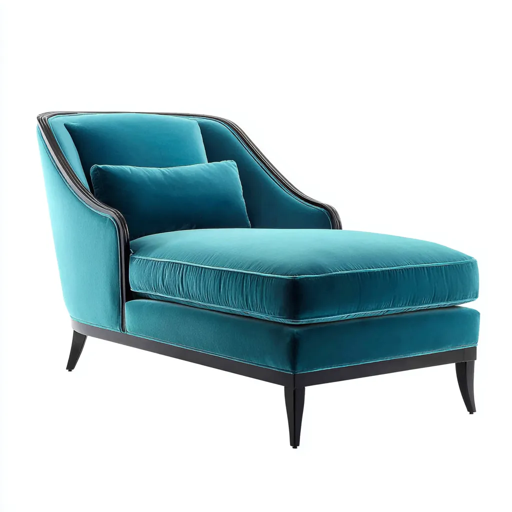 Chaise longue - velluto-legno - 168x80x84 cm - blu - design moderno-Abodeosa