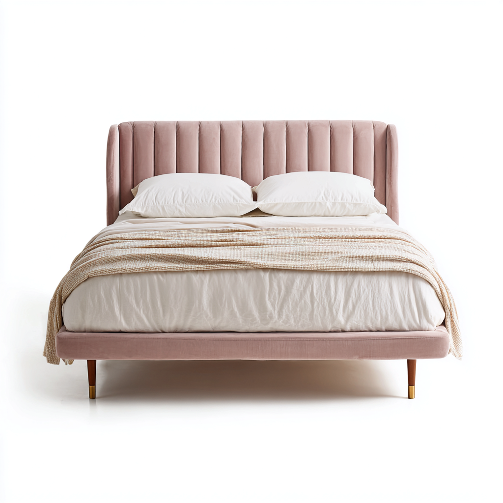 Letto matrimoniale velluto 210x165x105 cm rosa design moderno-Abodeosa
