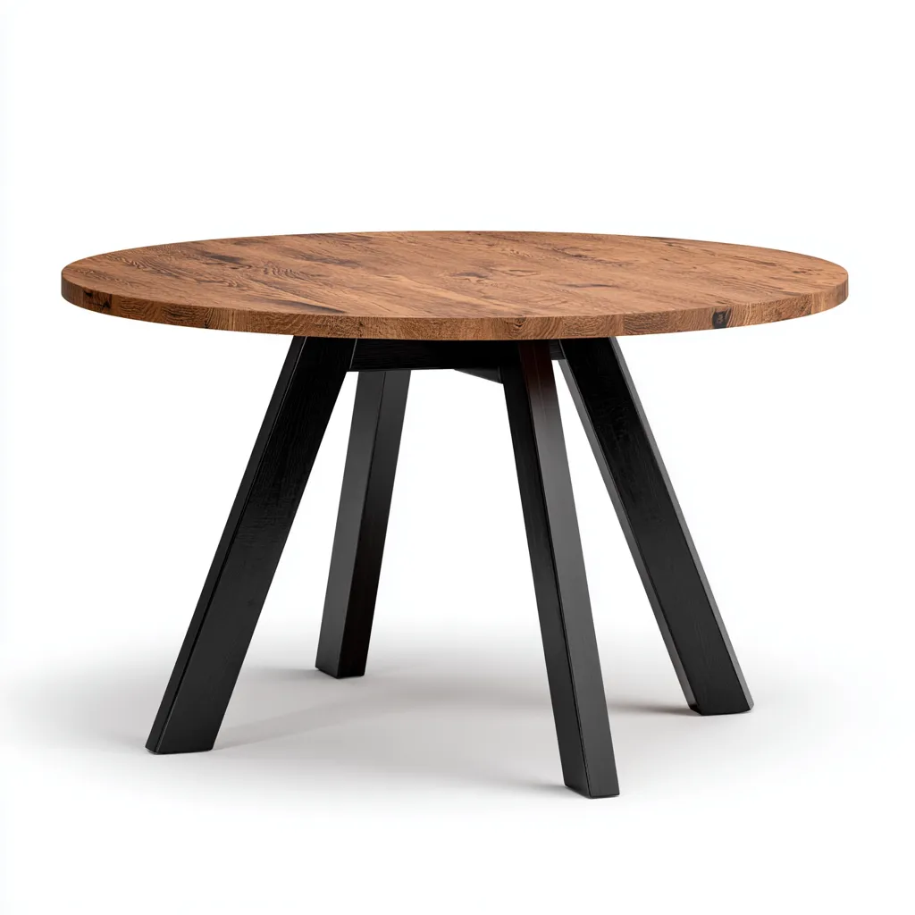 Tavolo da giardino in legno e metallo 110x110x75 cm - marrone-nero - design moderno-Abodeosa