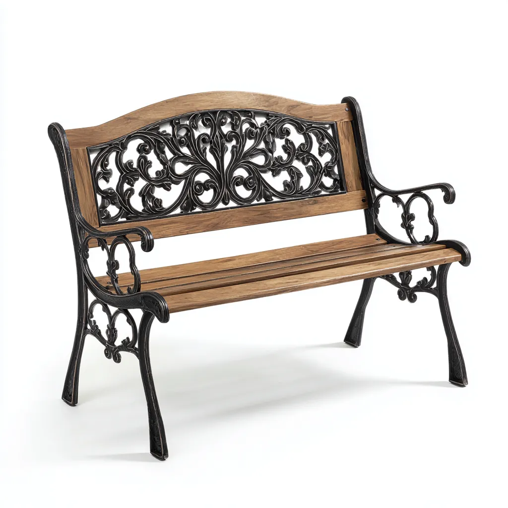 Panche da giardino in legno e metallo 125x55x82 cm - marrone-nero - design decorativo-Abodeosa