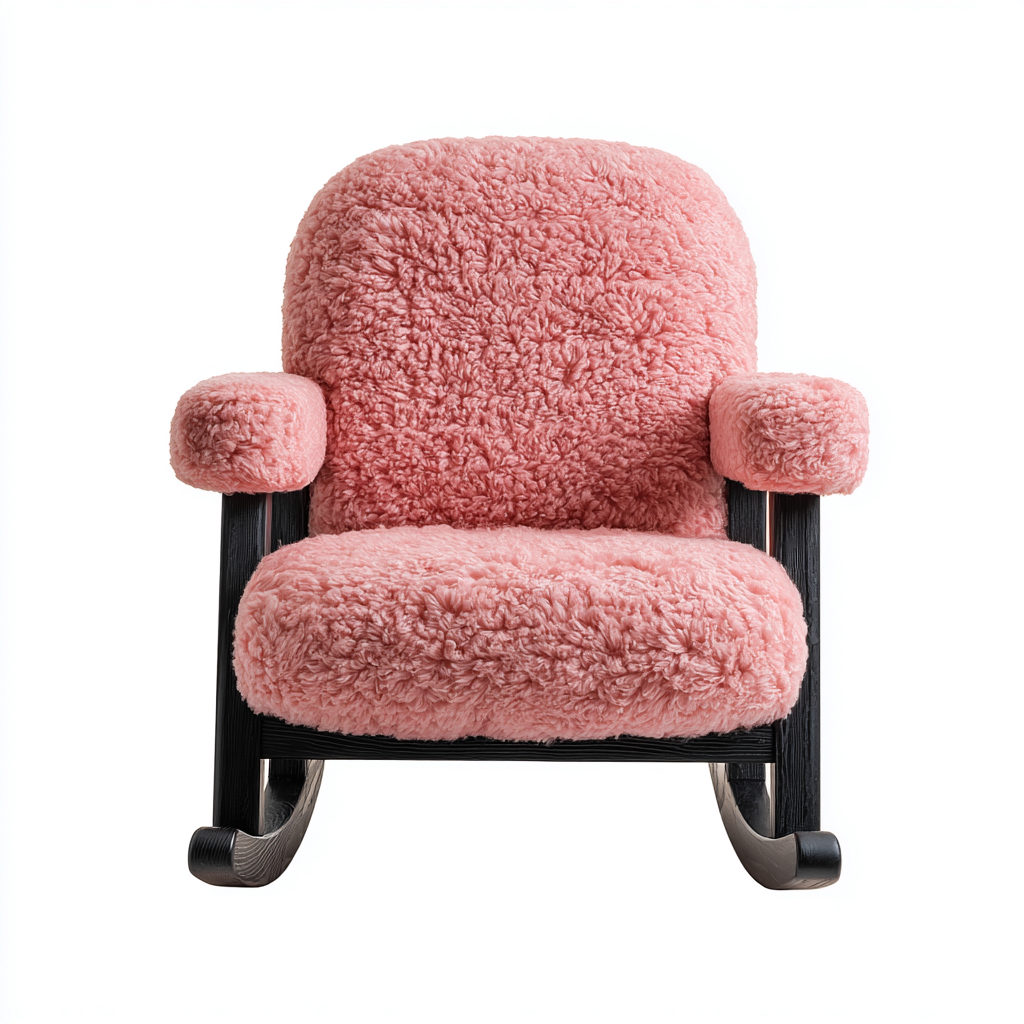 Sedia a dondolo in pelliccia sintetica 78x82x96 cm - rosa - stile moderno-Abodeosa