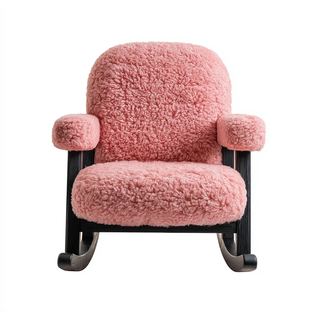 Sedia a dondolo in pelliccia sintetica 78x82x96 cm - rosa - stile moderno-Abodeosa