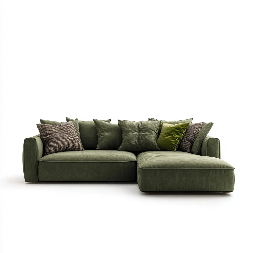 Divano angolare - tessuto-legno - 280x175x86 cm - verde - design moderno-Abodeosa