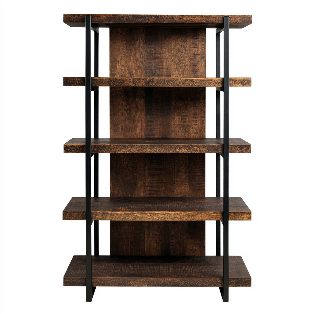 Librerie in legno e metallo 90x35x180 cm - marrone scuro - adatto al soggiorno - design moderno-Abodeosa