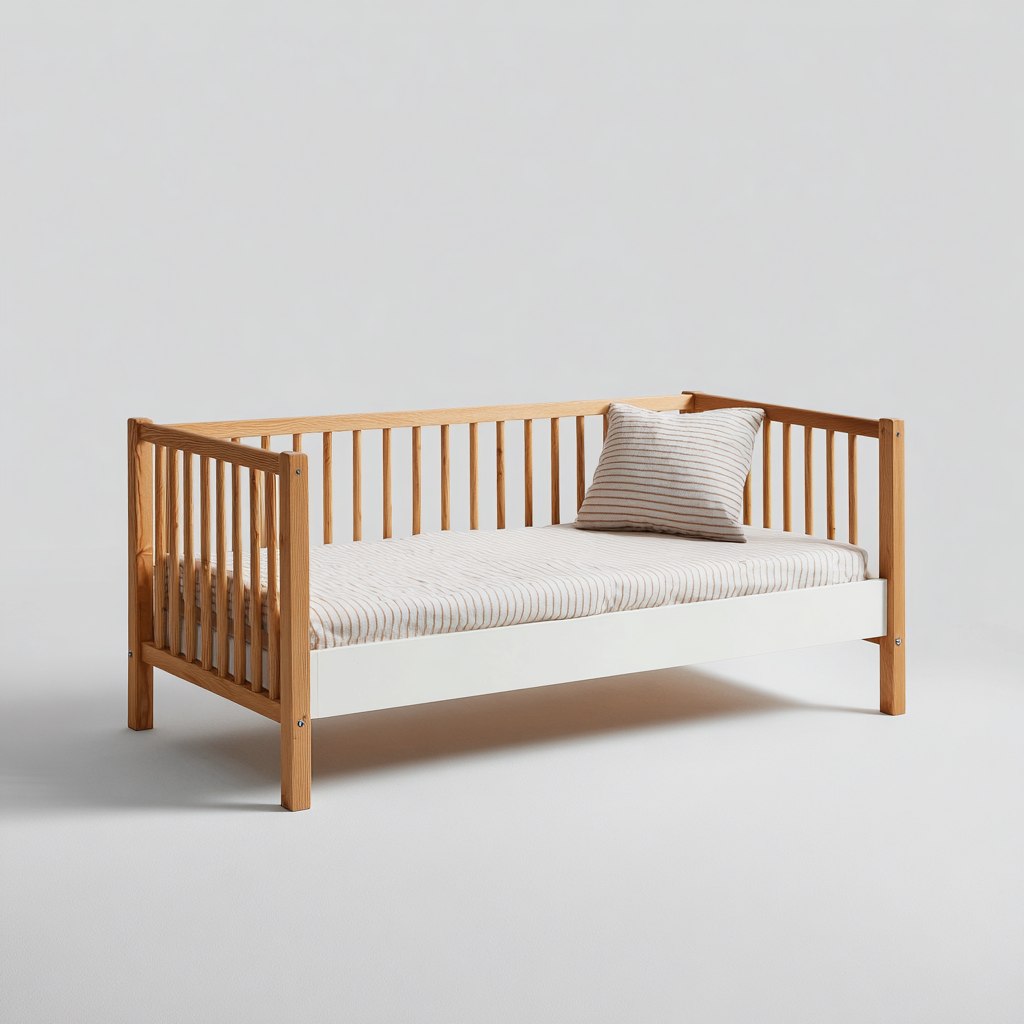 Divano letto legno 198x92x83 cm - naturale - design con sponde a doghe-Abodeosa