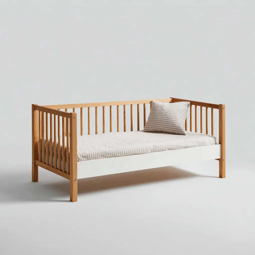 Divano letto legno 198x92x83 cm - naturale - design con sponde a doghe-Abodeosa