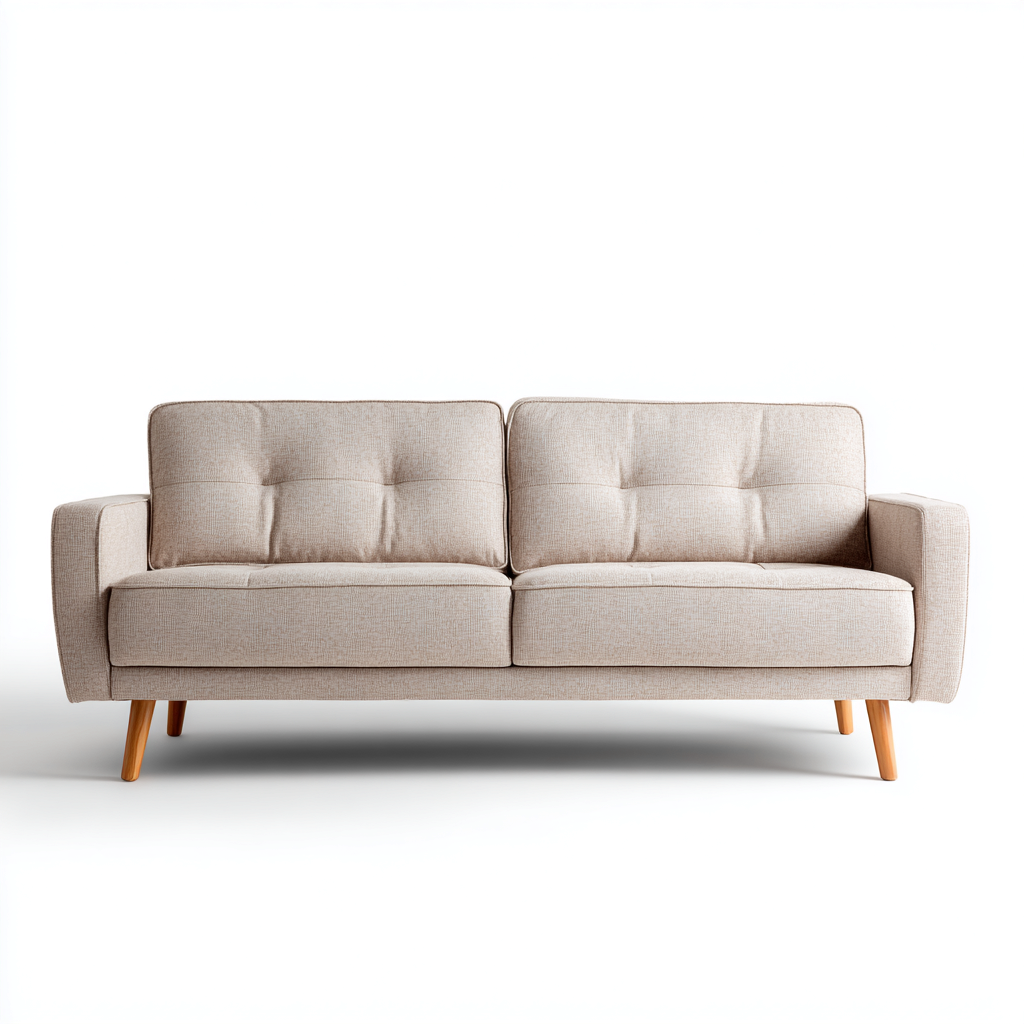 Divano lineare in tessuto 198x82x86 cm - beige - design moderno-Abodeosa