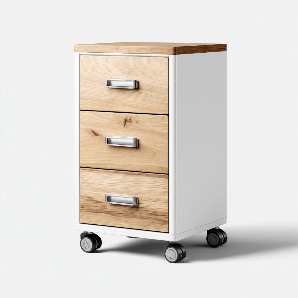 Armadio per ufficio metallo-legno 40x45x65 cm bianco-legno - design compatto-Abodeosa