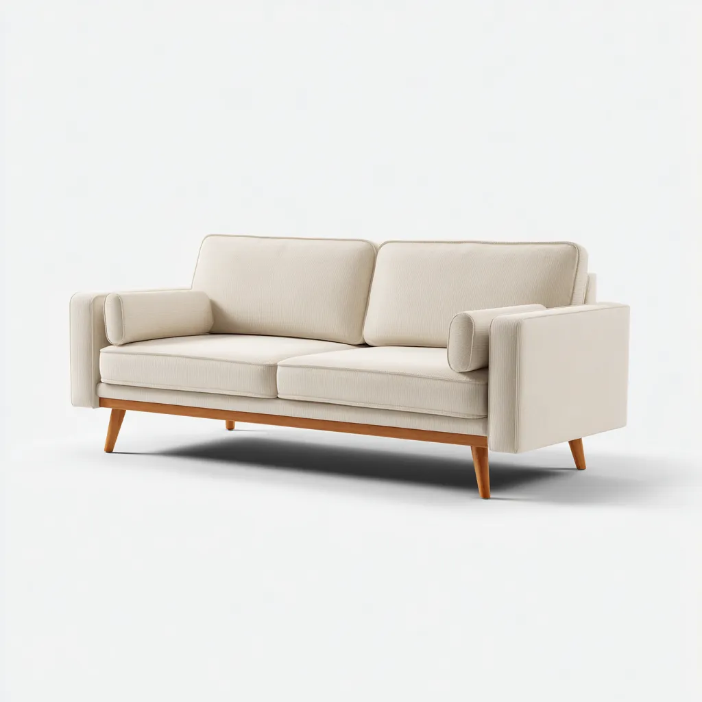 Divano lineare in tessuto 182x82x84 cm - beige chiaro - stile moderno - adatto al soggiorno-Abodeosa