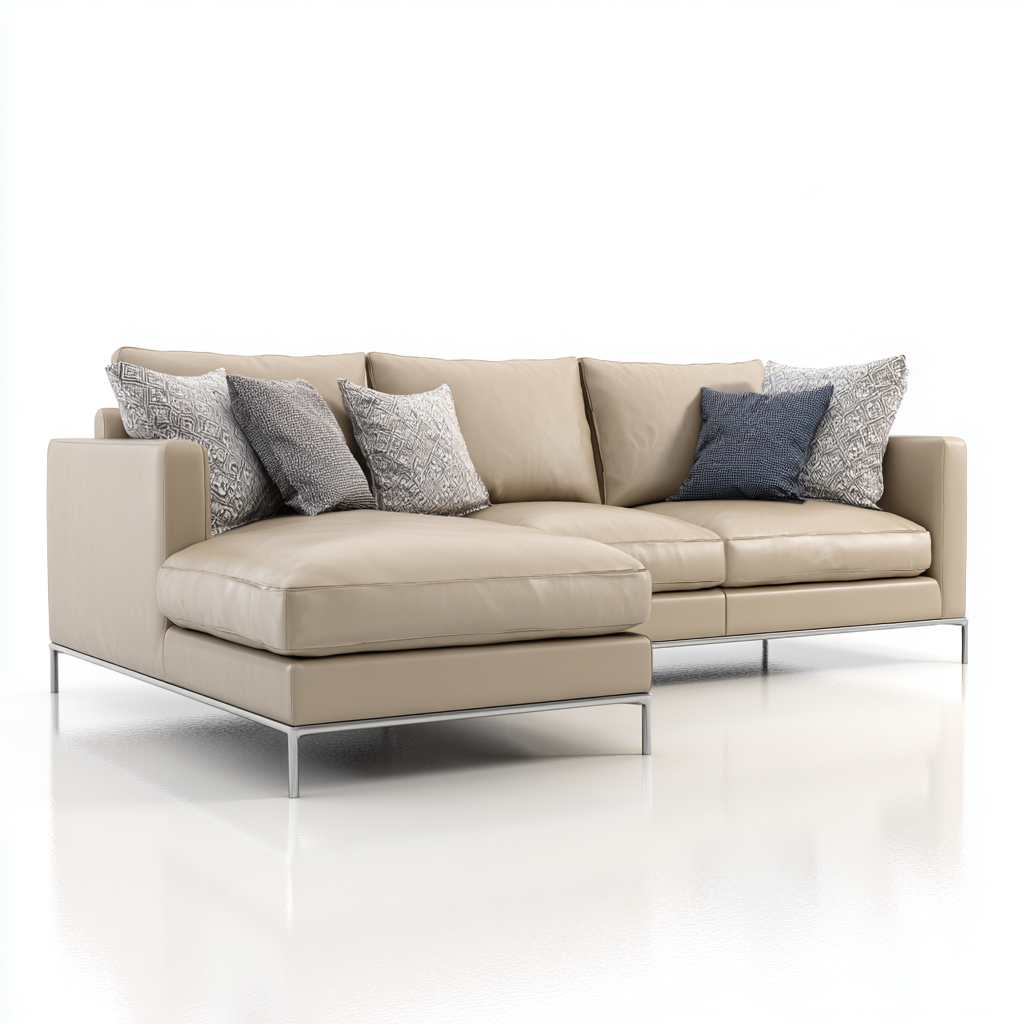 Divano angolare pelle 268x165x90 cm beige design moderno-Abodeosa