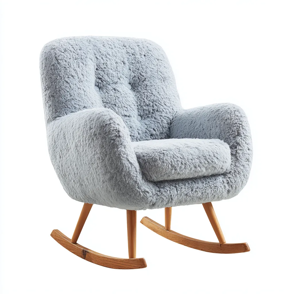 Sedia a dondolo in tessuto peloso 78x80x92 cm - grigio chiaro - stile moderno - adatta al soggiorno-Abodeosa