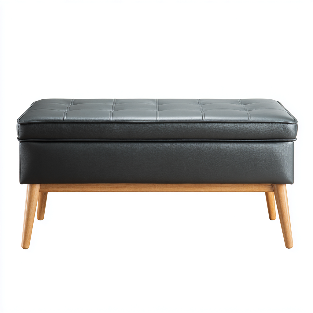 Panca per letto Pelle 110x45x48 cm Nero Design moderno-Abodeosa