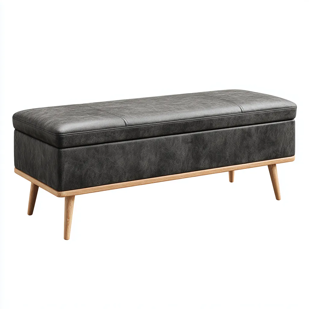 Panca per letto in ecopelle e legno 110x40x48 cm - grigio - design moderno-Abodeosa