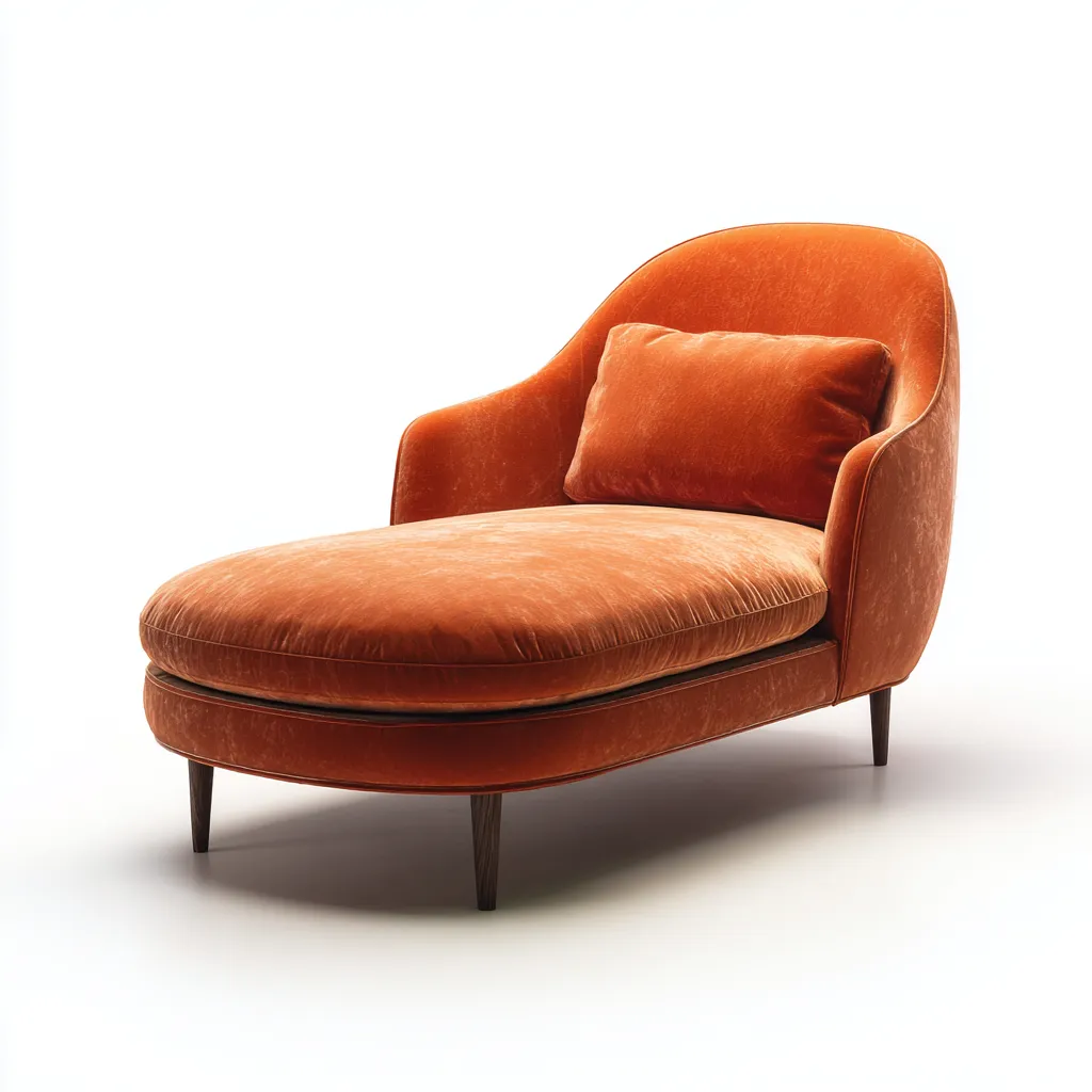 Chaise longue velluto 165x78x88 cm arancione design moderno-Abodeosa
