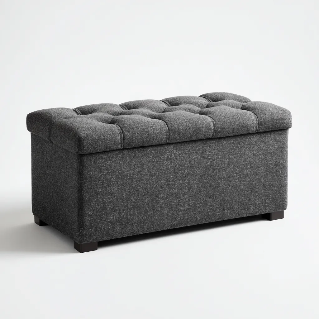 Panca per letto - tessuto-legno - 100x45x48 cm - grigio scuro - uso interno - design moderno-Abodeosa