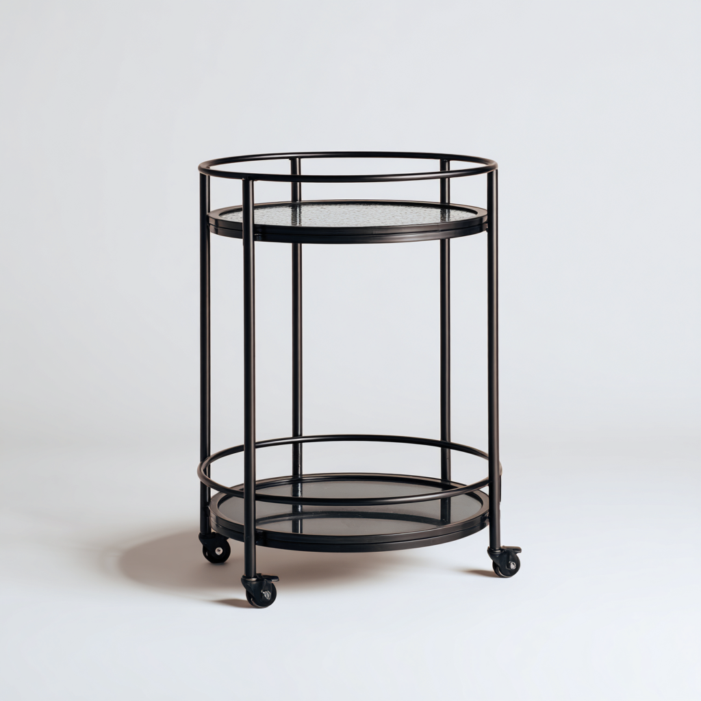 Carrello da cucina - metallo-vetro - 45x45x75 cm - nero - uso cucina - design moderno-Abodeosa