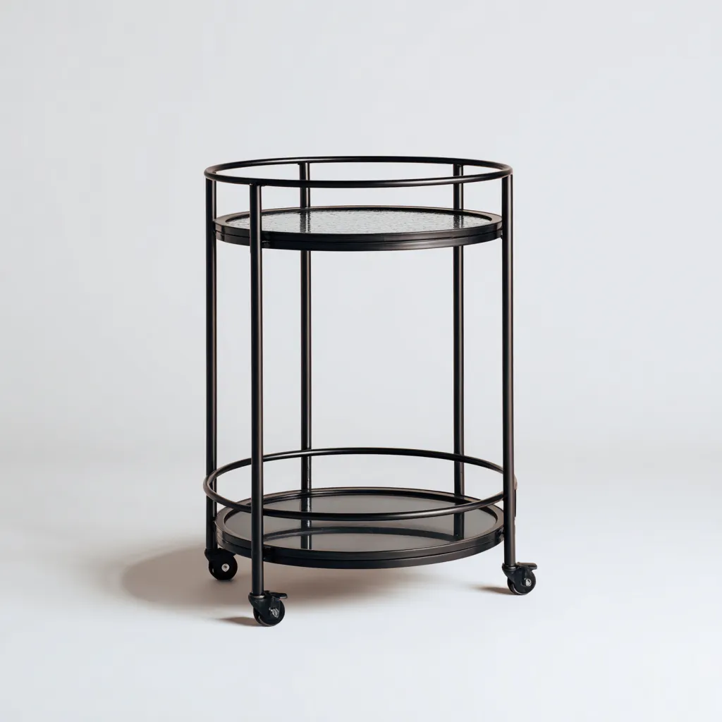 Carrello da cucina - metallo-vetro - 45x45x75 cm - nero - uso cucina - design moderno-Abodeosa