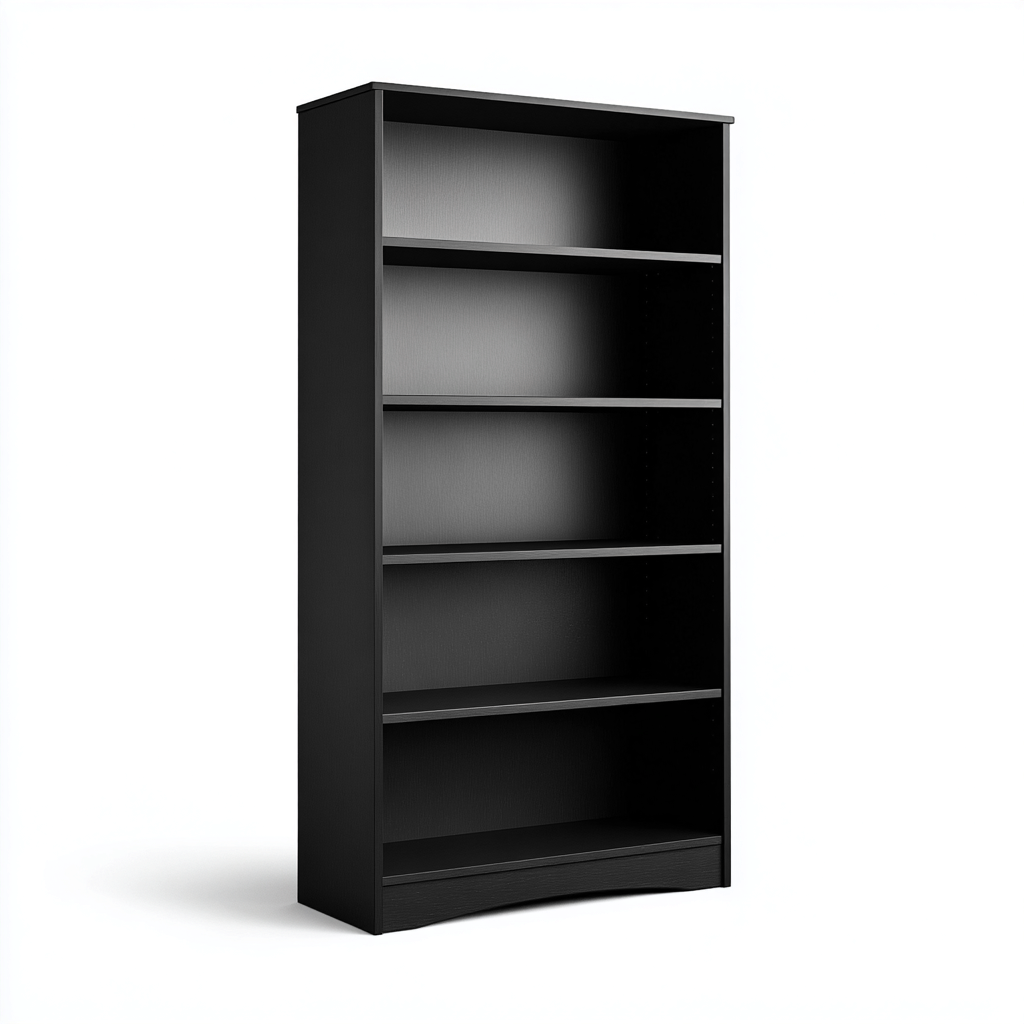Librerie - legno - 80x28x180 cm - nero - uso soggiorno - design moderno-Abodeosa