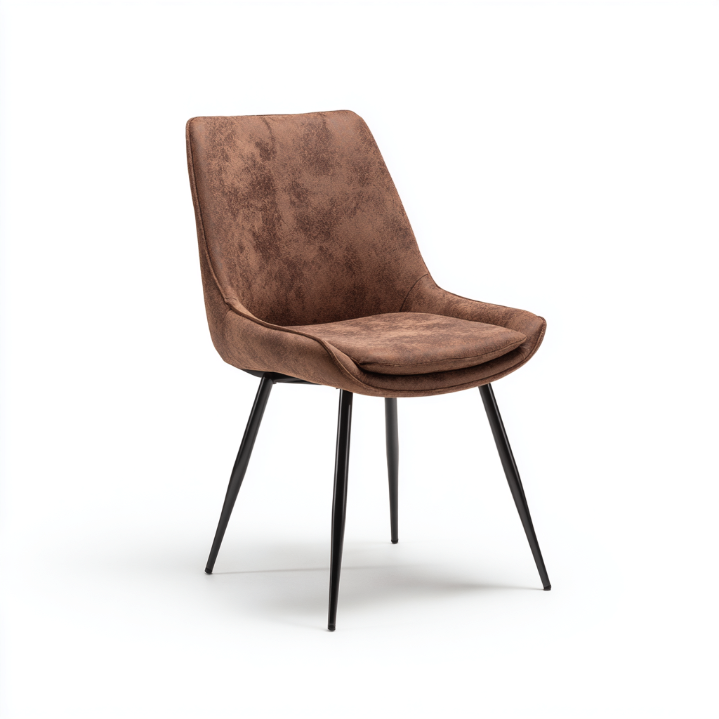 Sedia da pranzo tessuto-metallo 55x50x85 cm - marrone-nero - design contemporaneo-Abodeosa