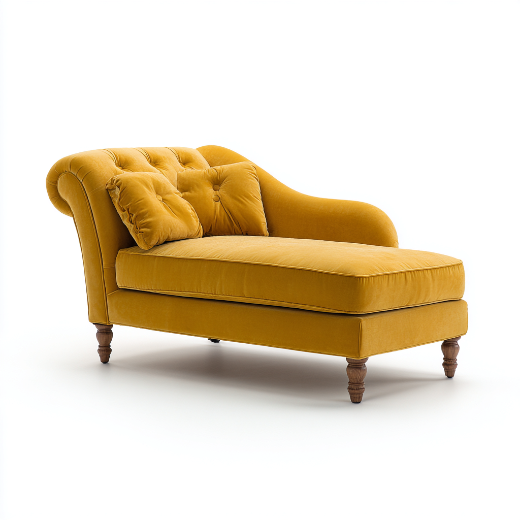 Chaise longue in velluto 165x78x83 cm - giallo - design classico - adatta al soggiorno-Abodeosa